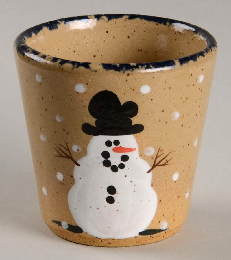 Navy Snowman (Made in Mold) Short China Tumbler by Three Rivers-1