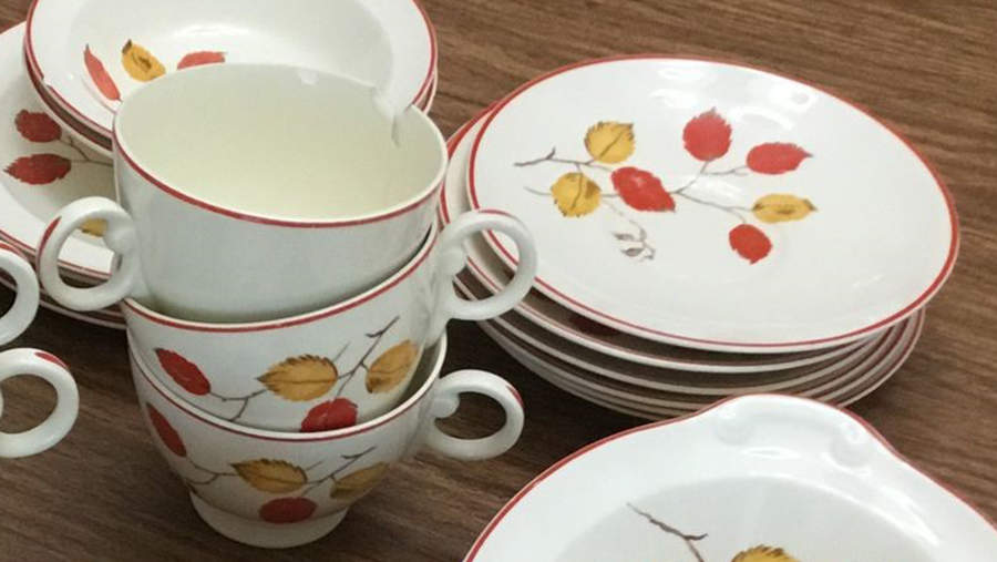 TST385 Footed Cup & Saucer Set by Taylor, Smith & Taylor (Ts&T)-1