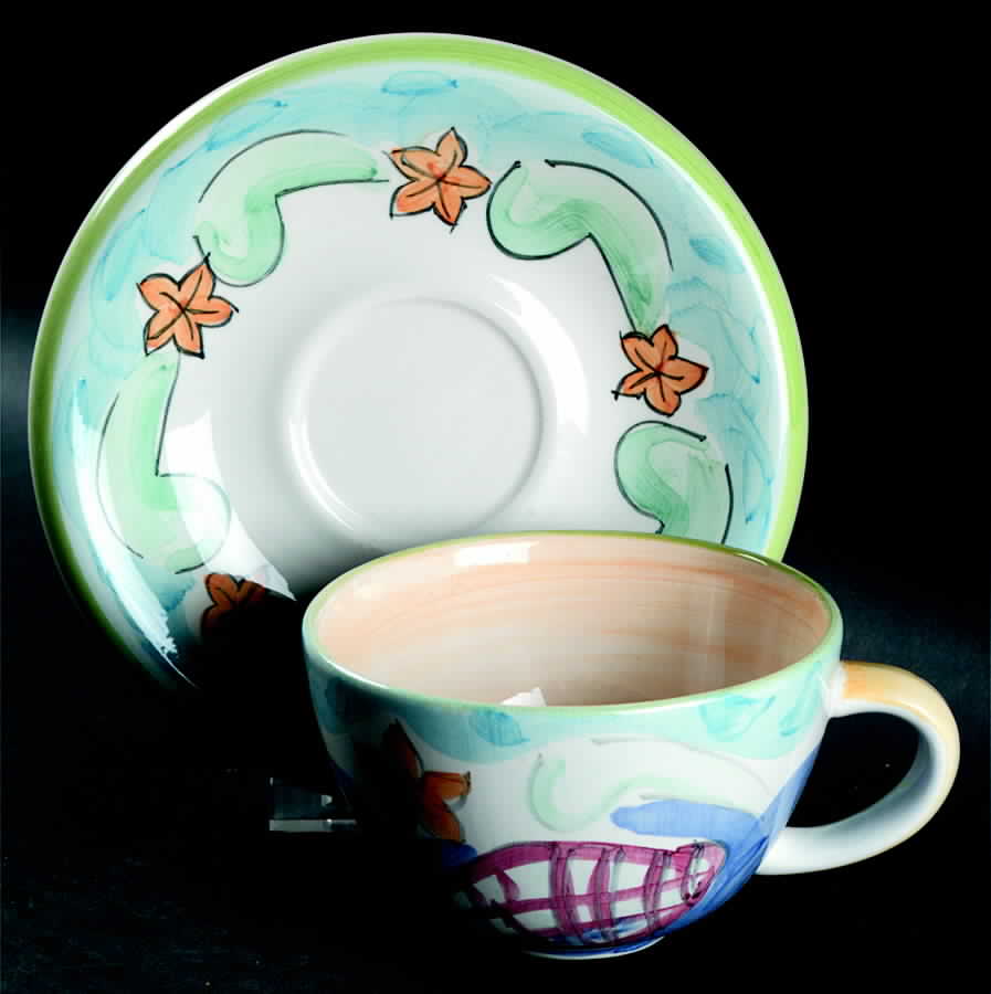 Delray Flat Cup & Saucer Set by Tienshan-1