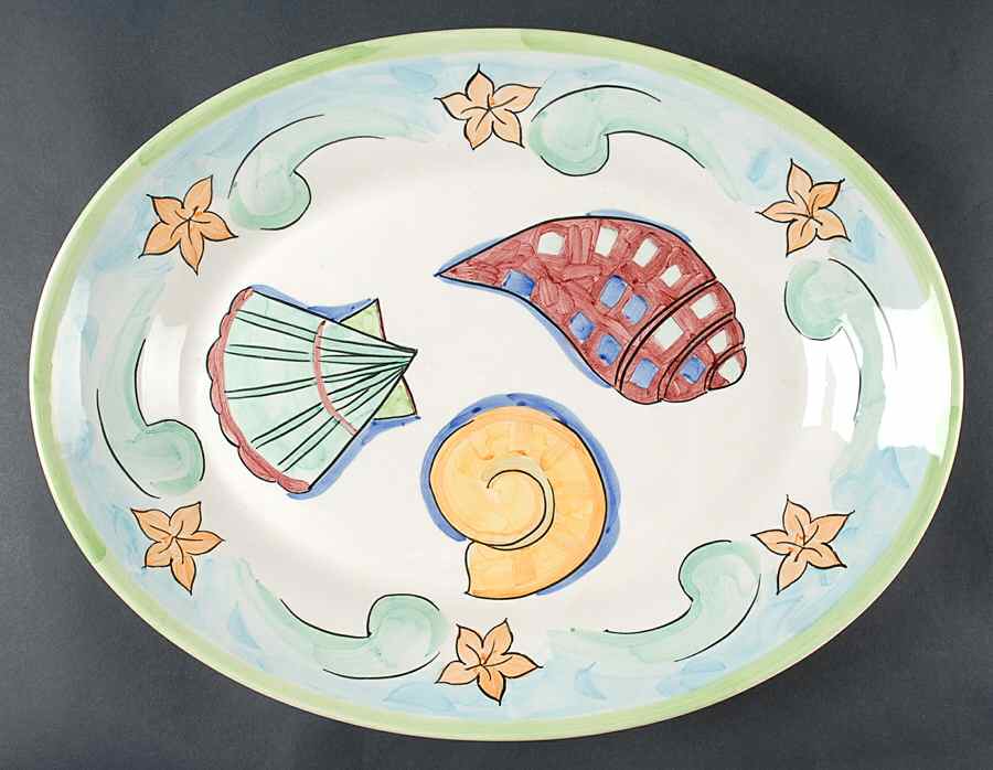 Delray 18" Oval Serving Platter by Tienshan-1