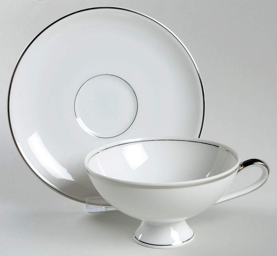 Elegance Platinum Footed Cup & Saucer Set by Towne-1