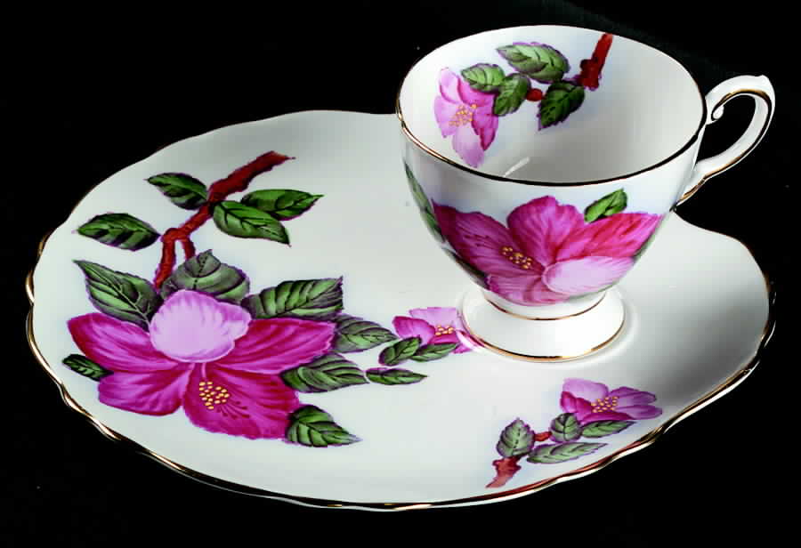 Red Hibiscus Snack Plate & Cup Set by Tuscan - Royal Tuscan-1