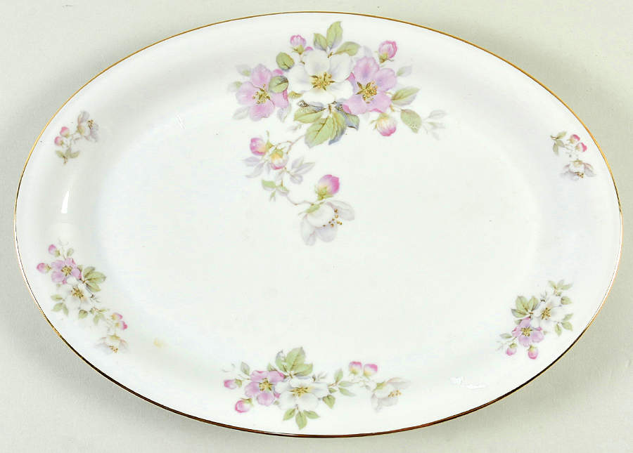 Apple Blossom (Cream Background) 13" Oval Serving Platter by Tirschenreuth-1