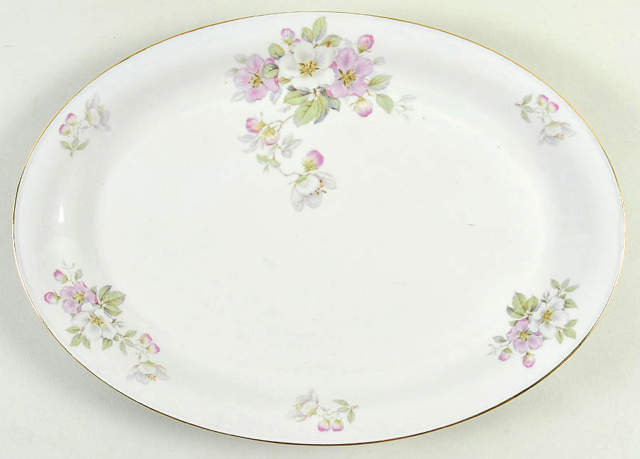 Apple Blossom (Cream Background) 15" Oval Serving Platter by Tirschenreuth-1