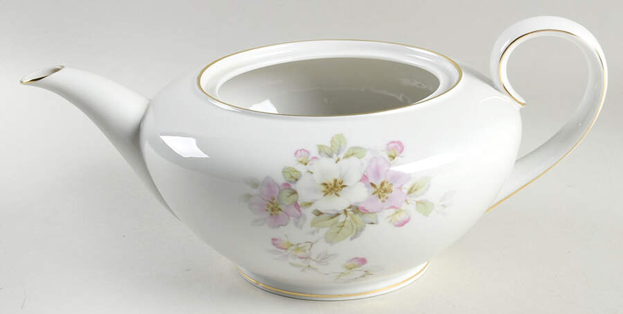 Apple Blossom (Cream Background) Teapot No Lid by Tirschenreuth-1