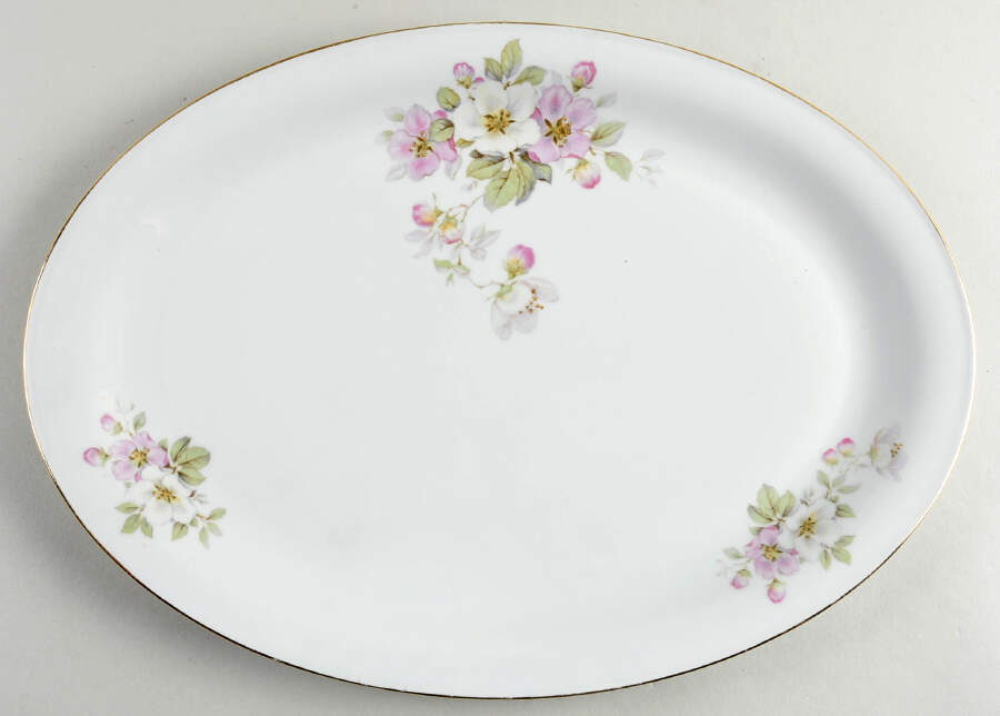 Apple Blossom (Cream Background) 16" Oval Serving Platter by Tirschenreuth-1