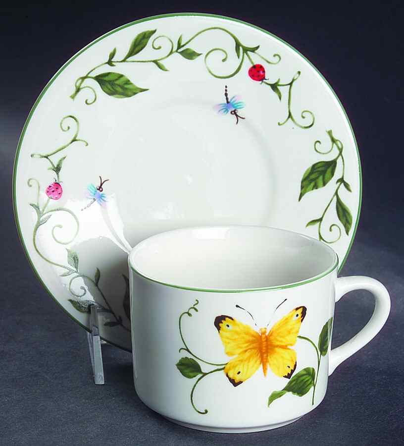 Butterfly Flat Cup & Saucer Set by Tabletops Unlimited-1
