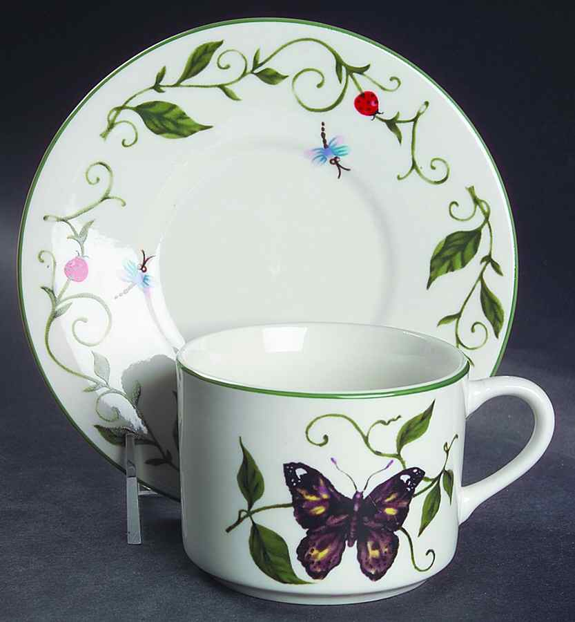 Butterfly Flat Cup & Saucer Set by Tabletops Unlimited-1