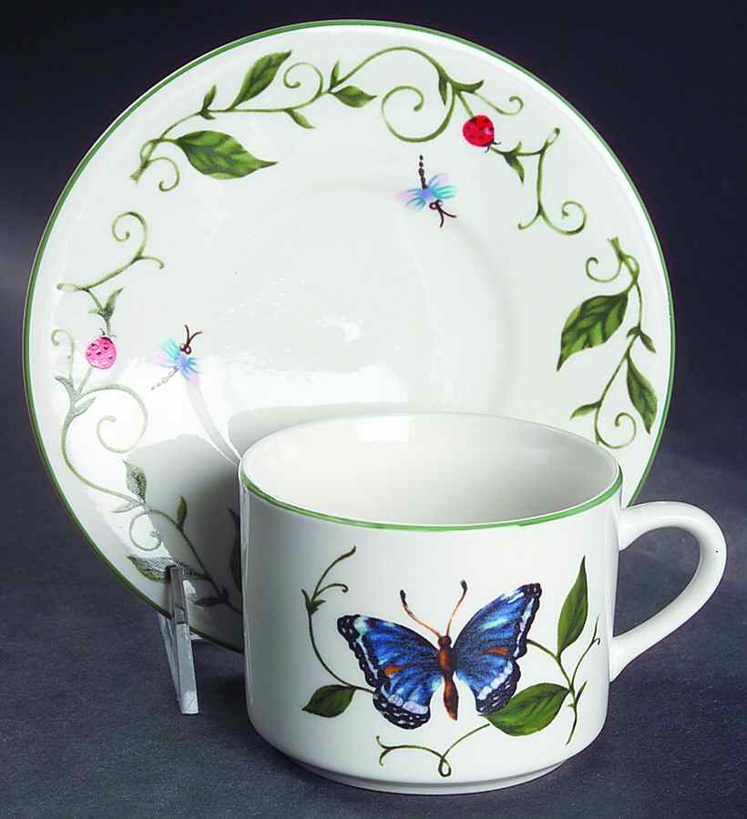 Butterfly Flat Cup & Saucer Set by Tabletops Unlimited-1