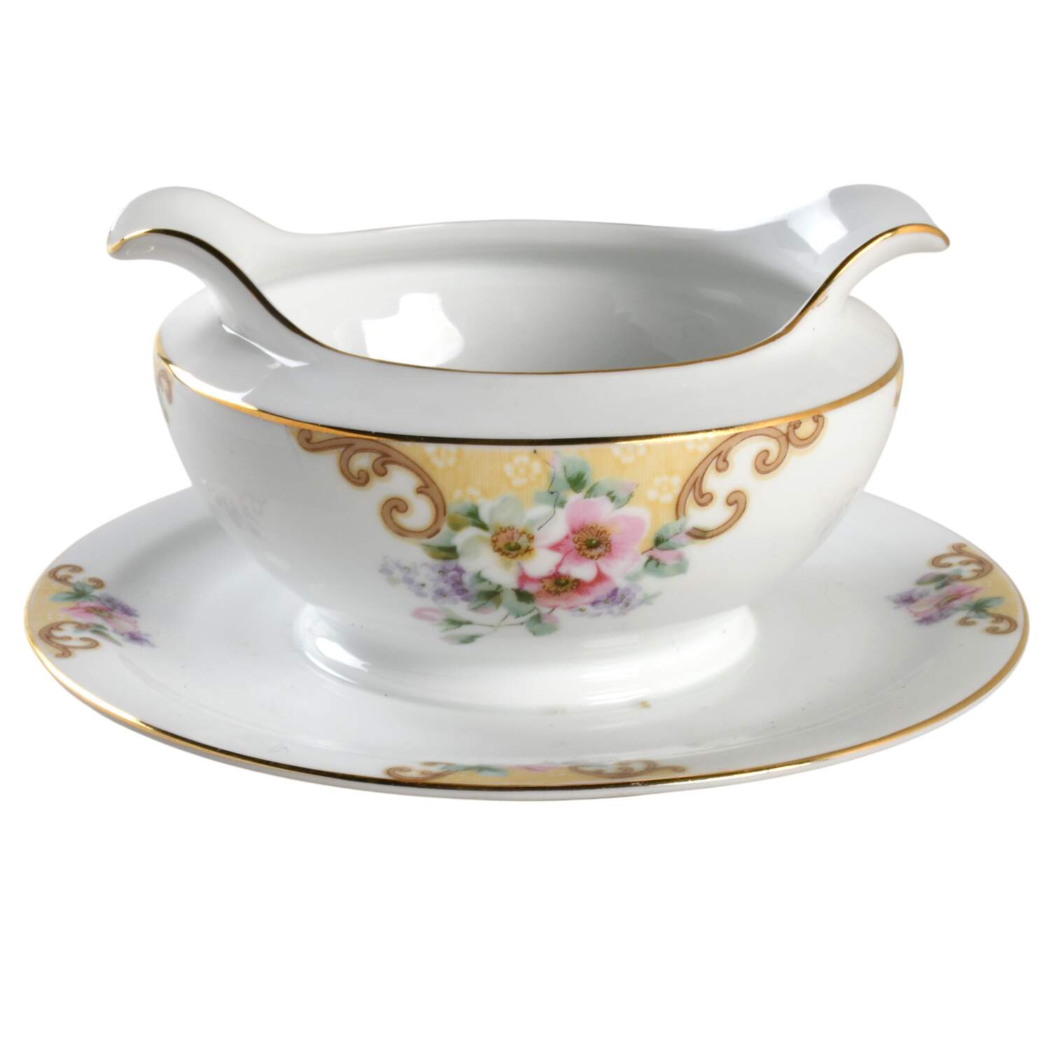 THU163 Round Gravy Boat/Attached Underplate by Thun-1