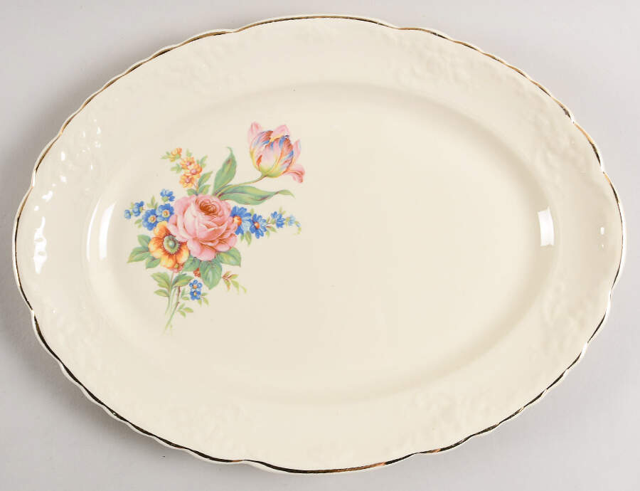 1823 (Fairway Shape) 13" Oval Serving Platter by Taylor, Smith & Taylor (Ts&T)-1