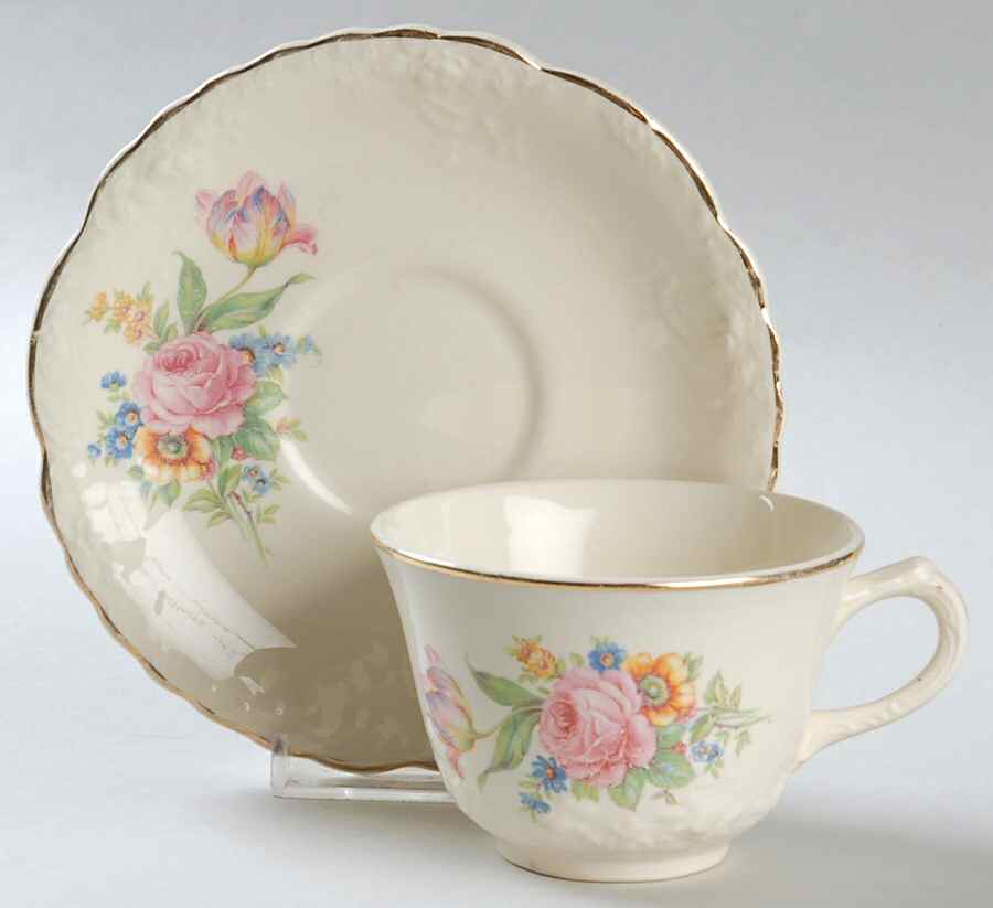 1823 (Fairway Shape) Flat Cup & Saucer Set by Taylor, Smith & Taylor (Ts&T)-1