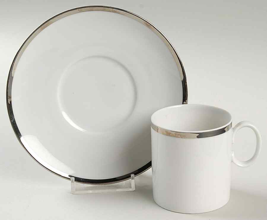 Platinum Band Flat Demitasse Cup & Saucer Set by Thomas-1