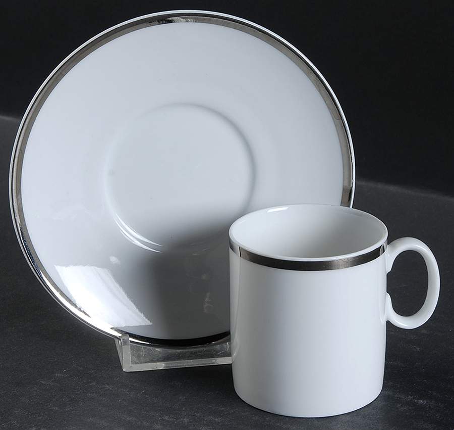 Platinum Band Flat Demitasse Cup & Saucer Set by Thomas-1