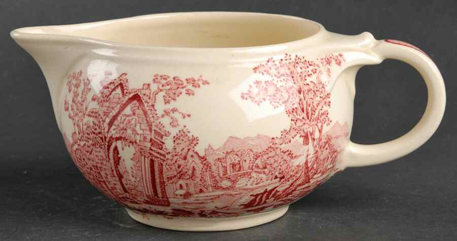 English Abbey Red (Smooth, Rim, No Trim) Creamer by Taylor, Smith & Taylor (Ts&T)-1