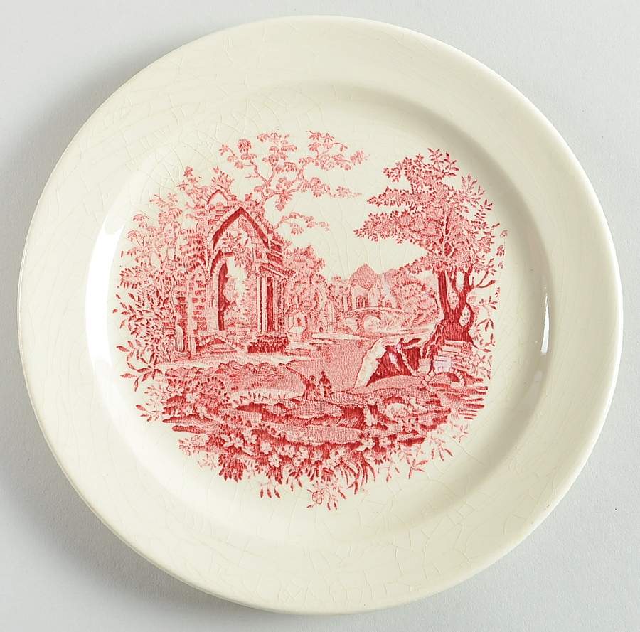 English Abbey Red (Smooth, Rim, No Trim) Bread & Butter Plate by Taylor, Smith & Taylor (Ts&T)-1