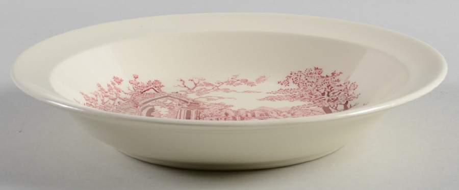 English Abbey Red (Smooth, Rim, No Trim) Rim Soup Bowl by Taylor, Smith & Taylor (Ts&T)-1
