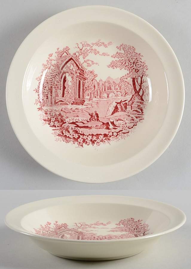 English Abbey Red (Smooth, Rim, No Trim) Dessert/Pie Plate by Taylor, Smith & Taylor (Ts&T)-1