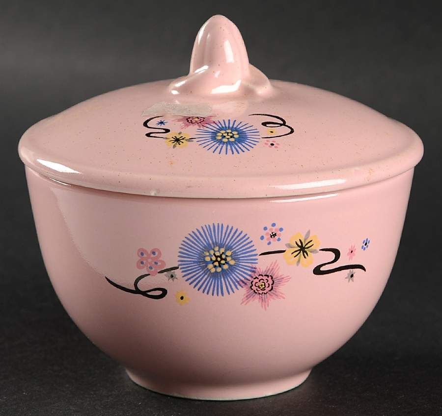 Mardi Gras Pink Sugar Bowl & Lid by Taylor, Smith & Taylor (Ts&T)-1