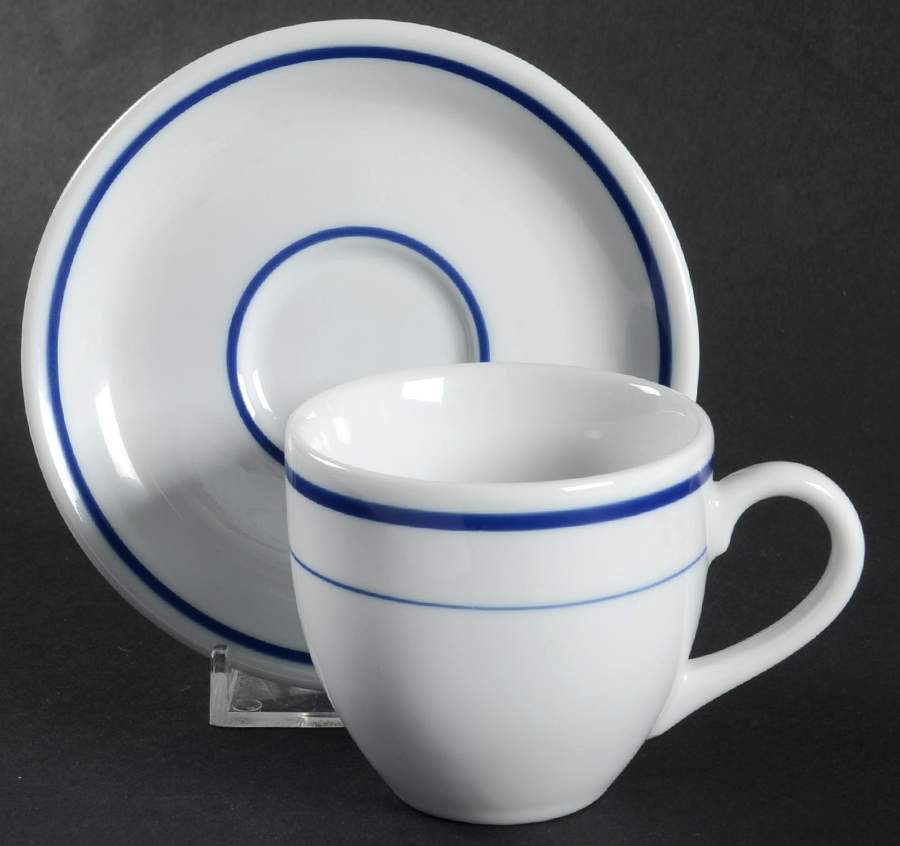 Dinerware Blue Flat Demitasse Cup & Saucer Set by Ten Strawberry Street-1