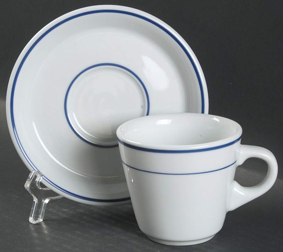 Dinerware Blue Flat Cup & Saucer Set by Ten Strawberry Street-1