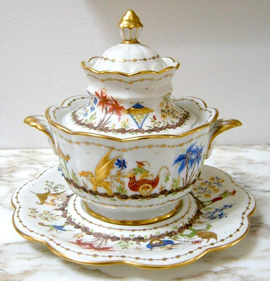Cirque Chinois Sugar Bowl & Lid W/Underplate by Tiffany-1