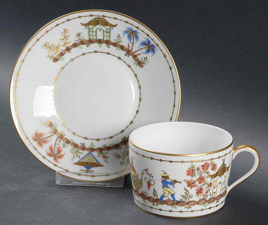 Cirque Chinois Flat Cup & Saucer Set by Tiffany-1