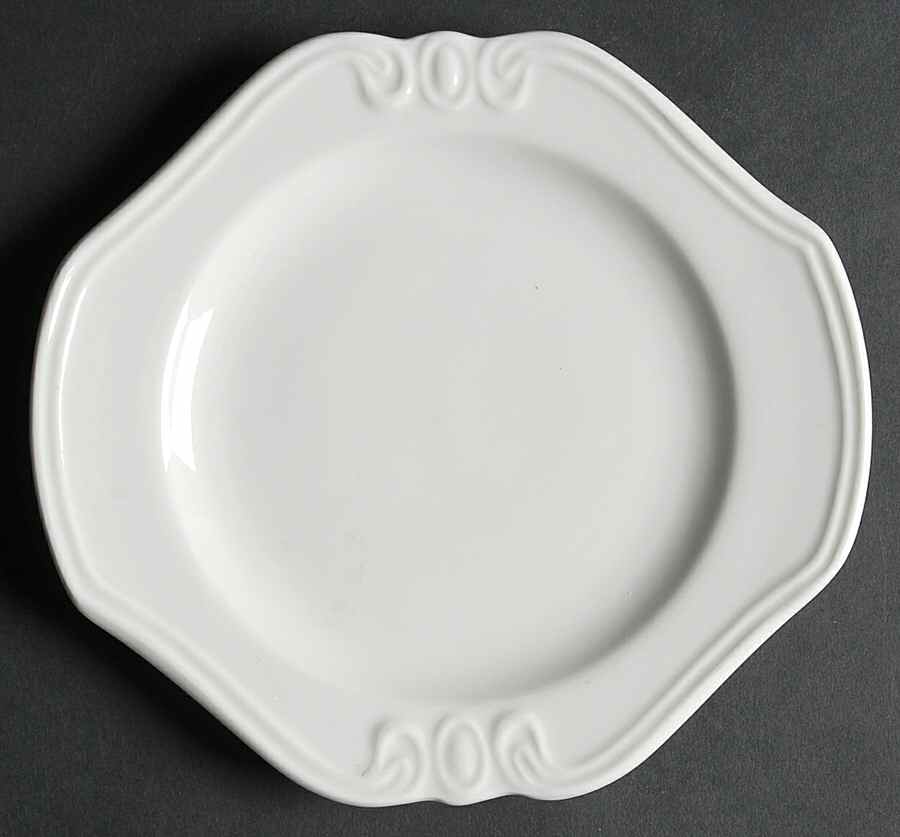 Tabletops Unlimited Bellagio Salad Plate - Gray Floral Band With Palm Tree Design | Ceramic 8 5/8 Inch Plate