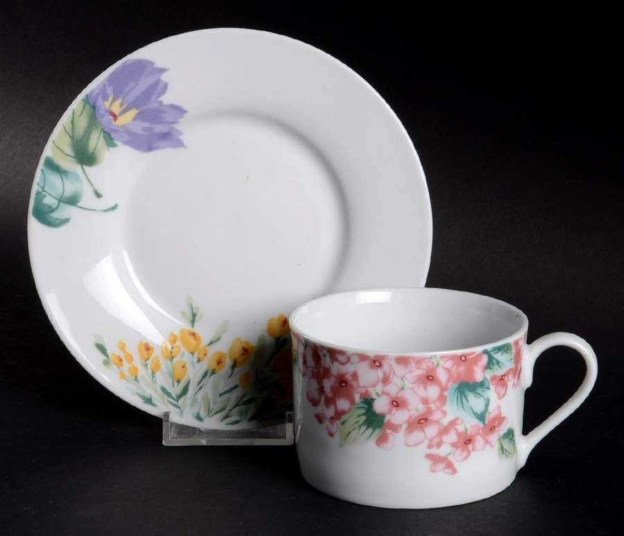 Belle Fleurs Flat Cup & Saucer Set by Tabletops Unlimited-1