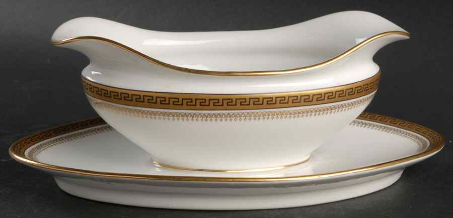 2680 Gold (Verge) Gravy Boat with Attached Underplate by Tressemanes & Vogt-1