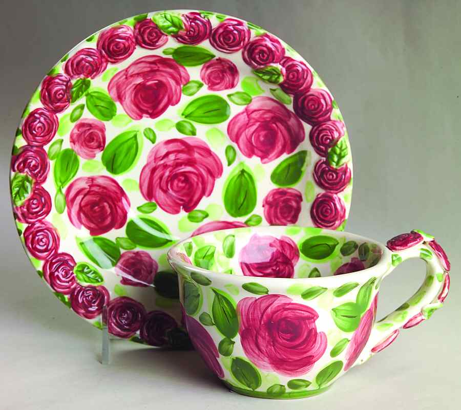 Emily Rose Flat Cup & Saucer Set by Tabletops Unlimited-1