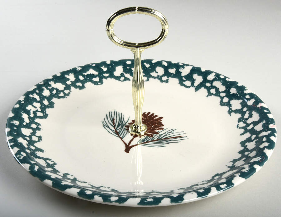 Pine Cone Round Serving Plate with Center Handle (Dp) Hc by Tienshan-1