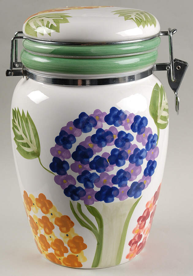 Hydrangea Garden Extra Large Canister with Hinged Lid by Tabletops Unlimited-1