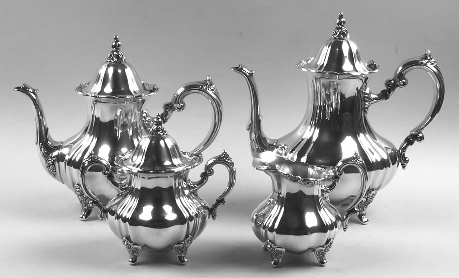 Louis Philippe (Silverplate, Hollowware) (4 Piece) Silverplate Tea Set by Towle Silver-1
