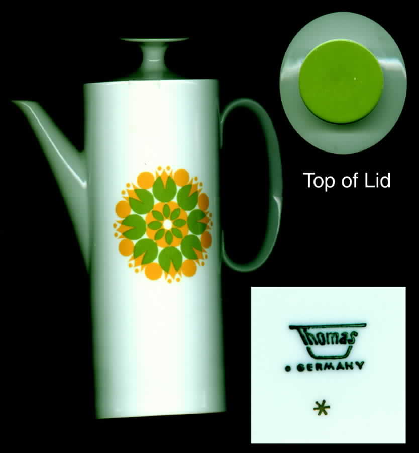 Pinwheel Yellow Green Coffee Pot & Lid by Thomas-1