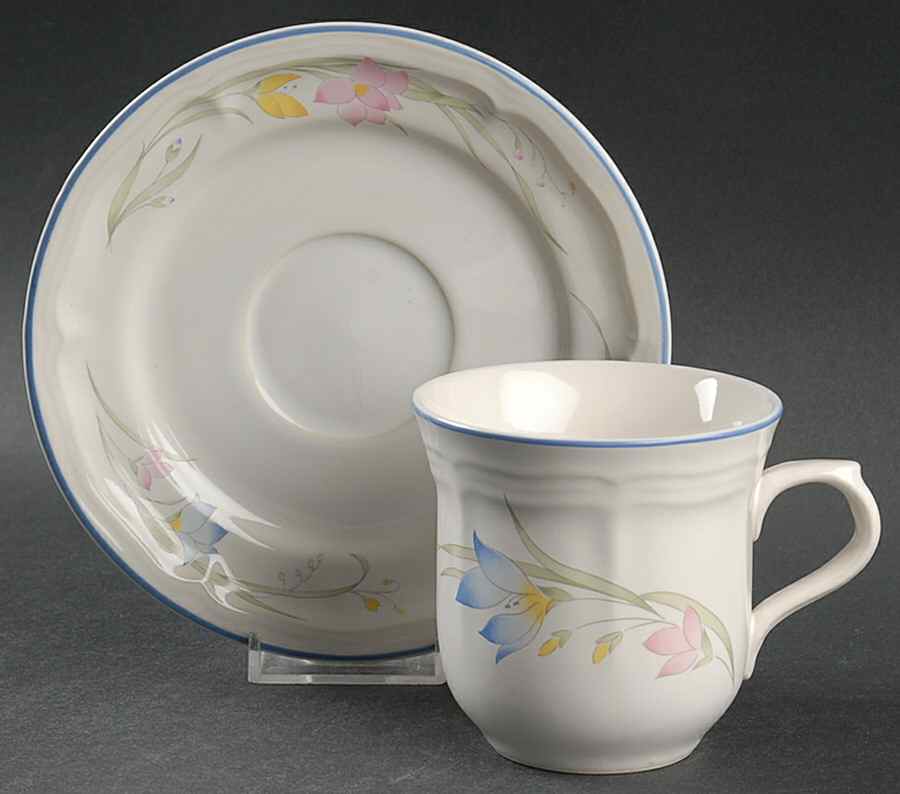 French Garden Flat Cup & Saucer Set by Thailand-1