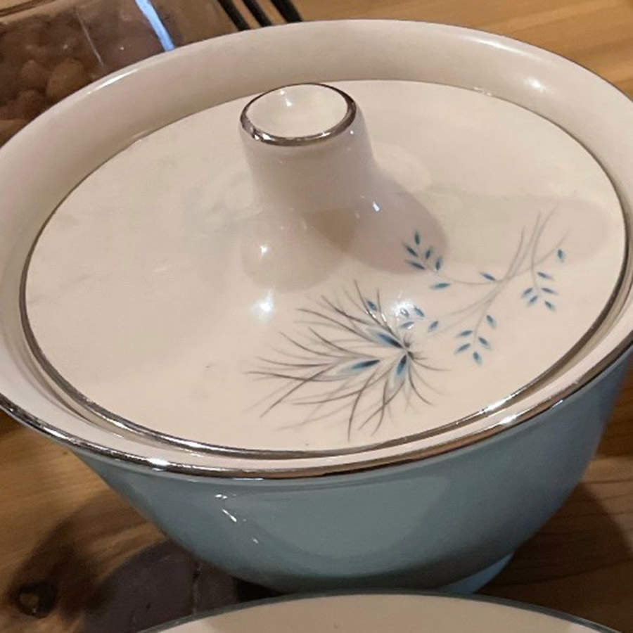 Turquoise Symphony Sugar Bowl & Lid by Taylor, Smith & Taylor (Ts&T)-1