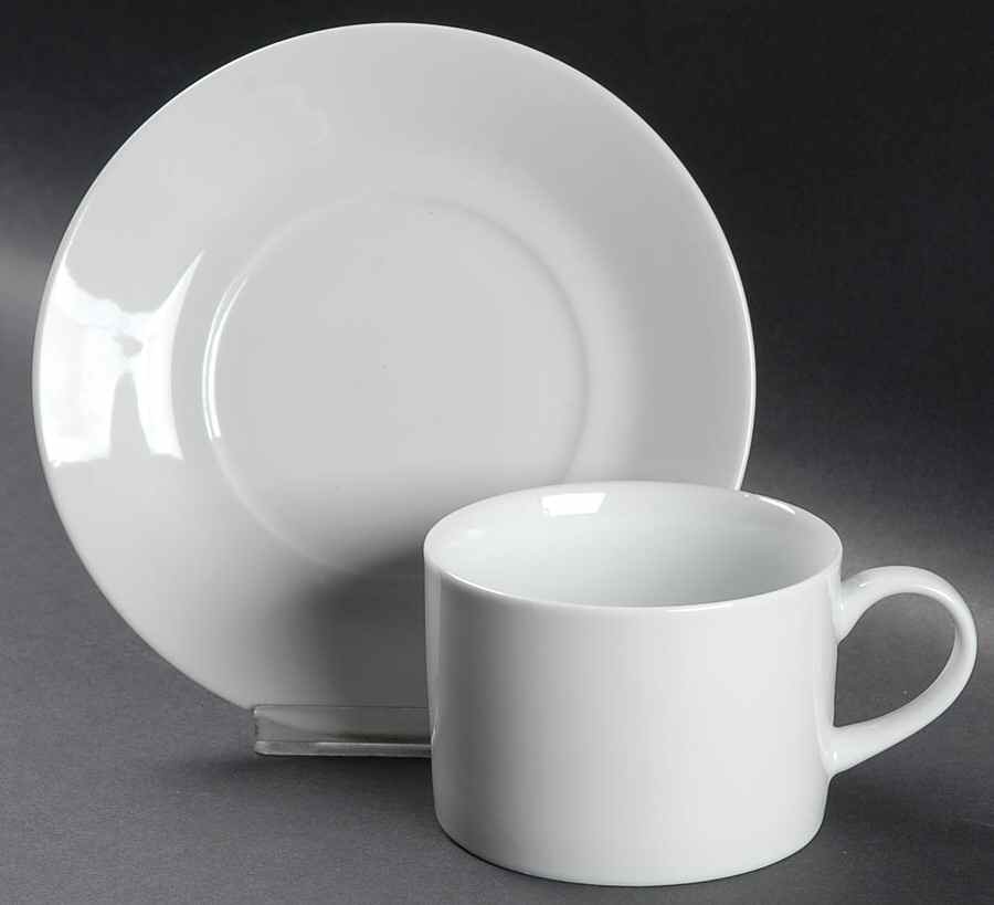 Royal White Flat Cup & Saucer Set by Ten Strawberry Street-1