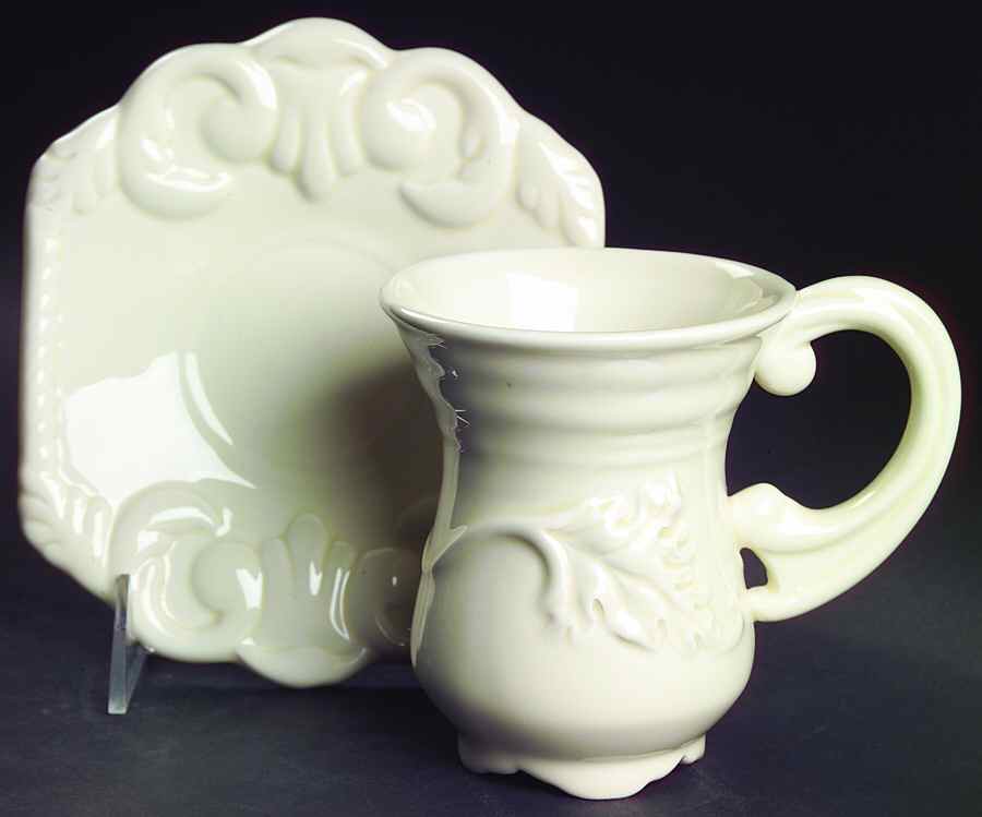 Millicent's Fancy Cream Footed Cup & Saucer Set by Tracy Porter-1