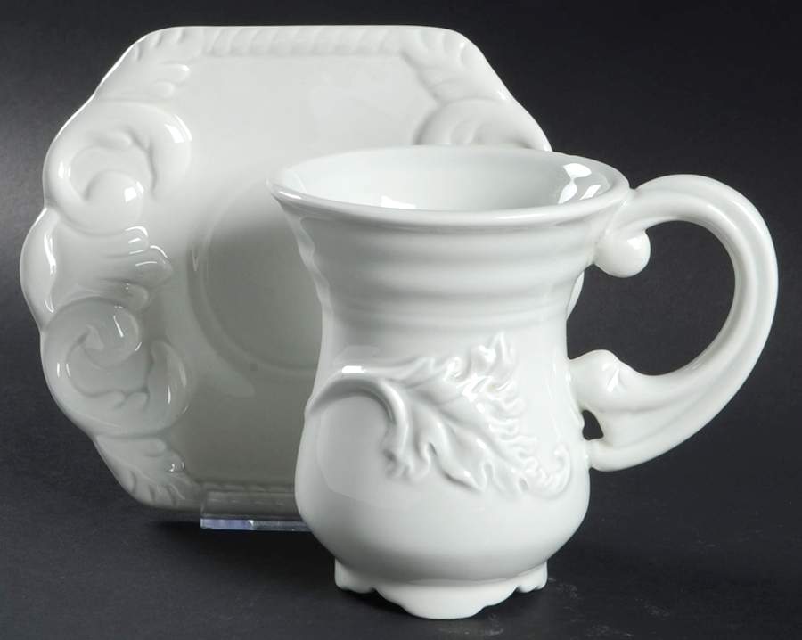 Millicent's Fancy Gray Flat Cup & Saucer Set by Tracy Porter-1