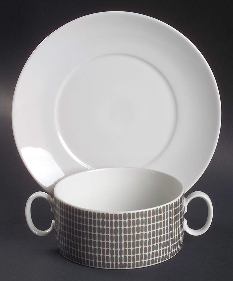 Onyx Grey Flat Cream Soup Bowl & Saucer Set by Thomas-1
