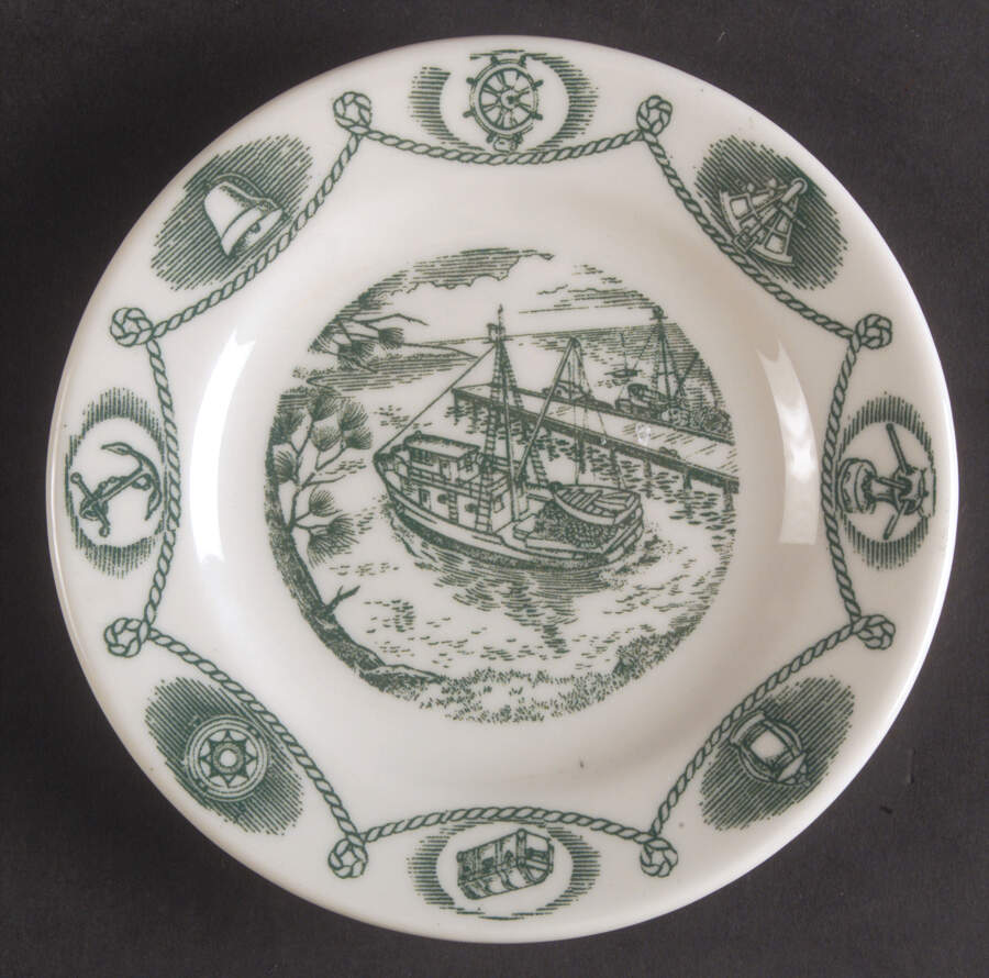 Trade Winds Green (White Body) Small Bread & Butter Plate by Tepco-1