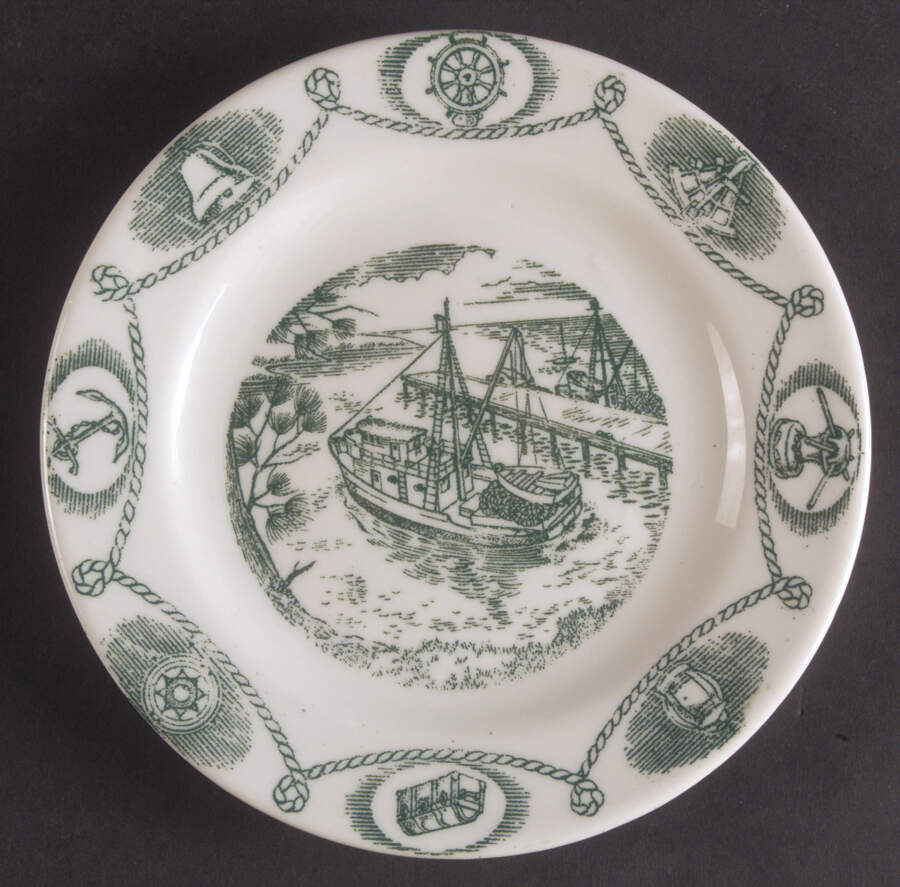 Trade Winds Green (White Body) Bread & Butter Plate by Tepco-1