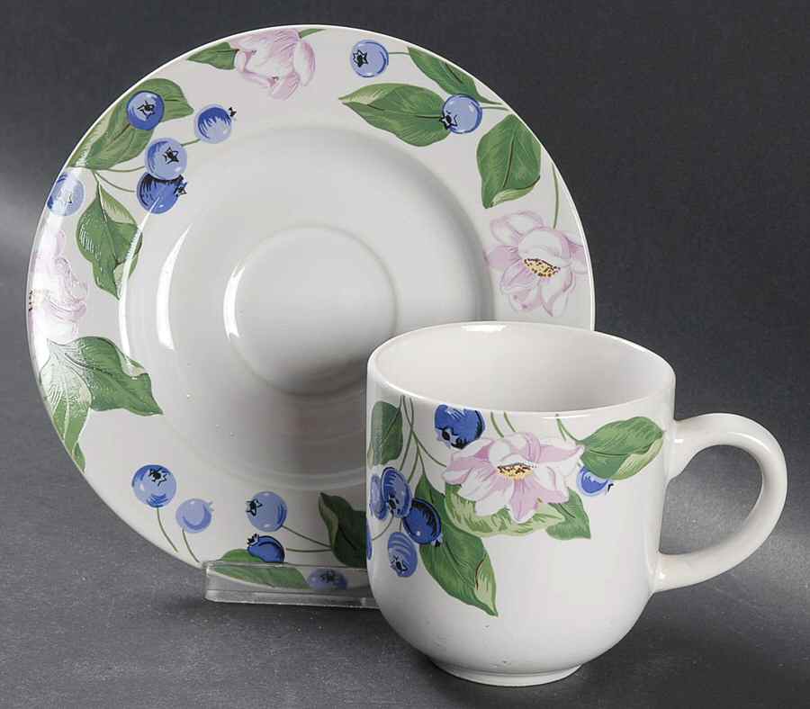 Blueberry Social Flat Cup & Saucer Set by Tienshan-1