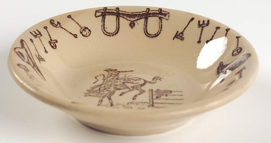 Branding Iron Bronco (Brown On Tan) Fruit/Dessert (Sauce) Bowl by Tepco-1