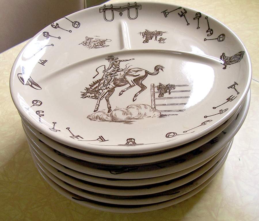 Branding Iron Bronco (Brown On Tan) Large Grill Plate by Tepco-1