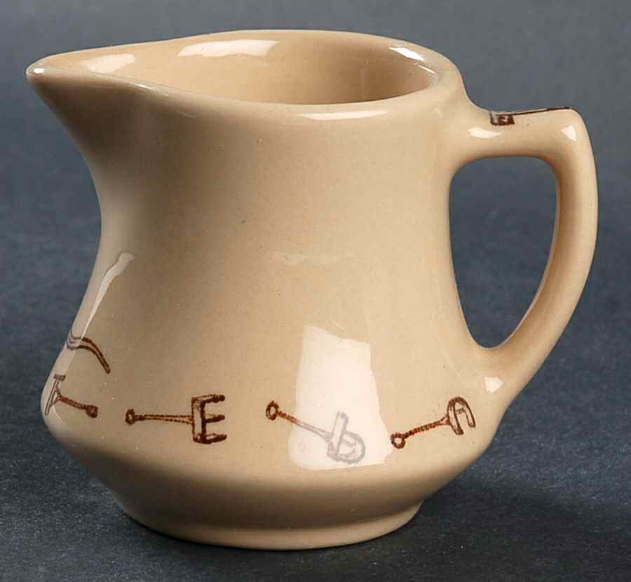 Branding Iron Bronco (Brown On Tan) Mini Creamer by Tepco-1