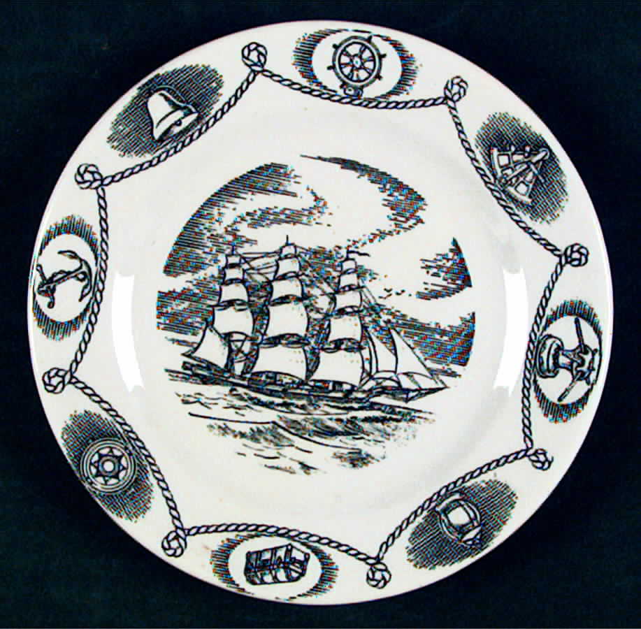 Trade Winds Black (White Body) Bread & Butter Plate by Tepco-1