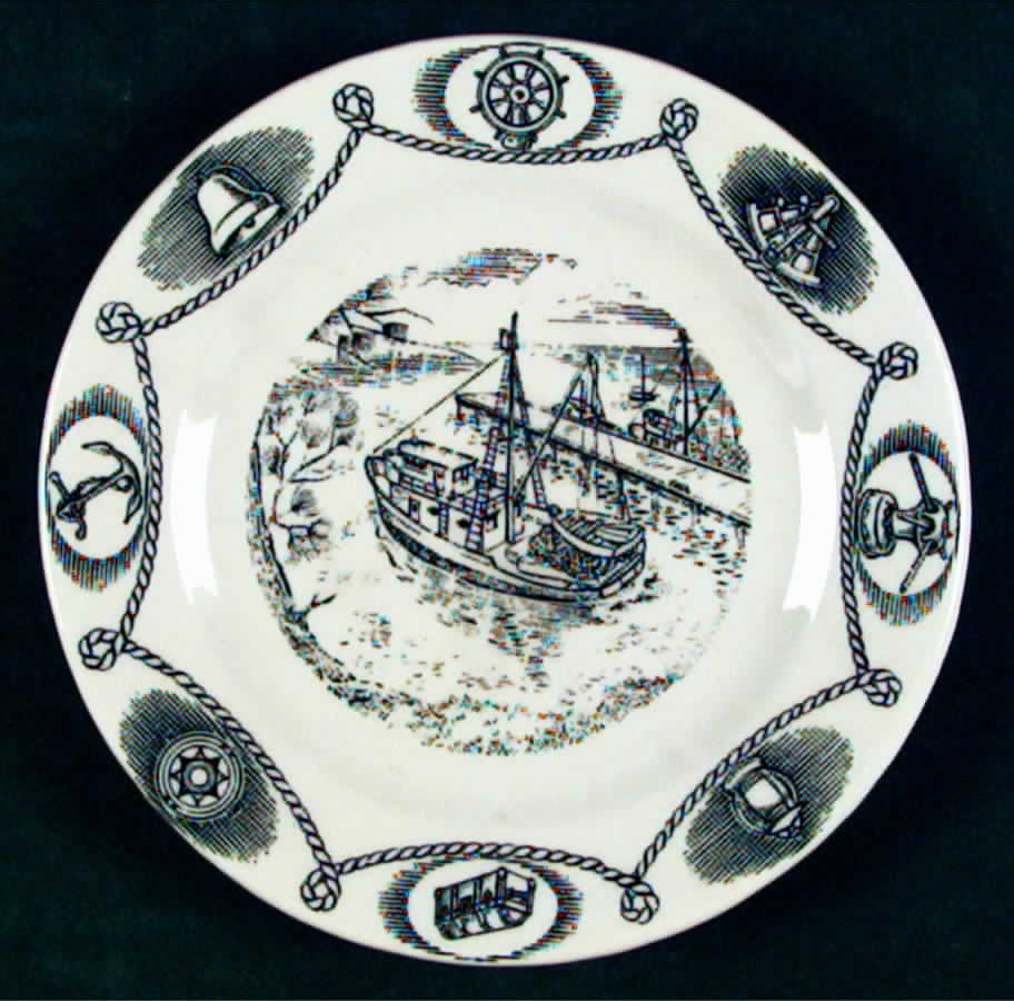 Trade Winds Black (White Body) Bread & Butter Plate by Tepco-1
