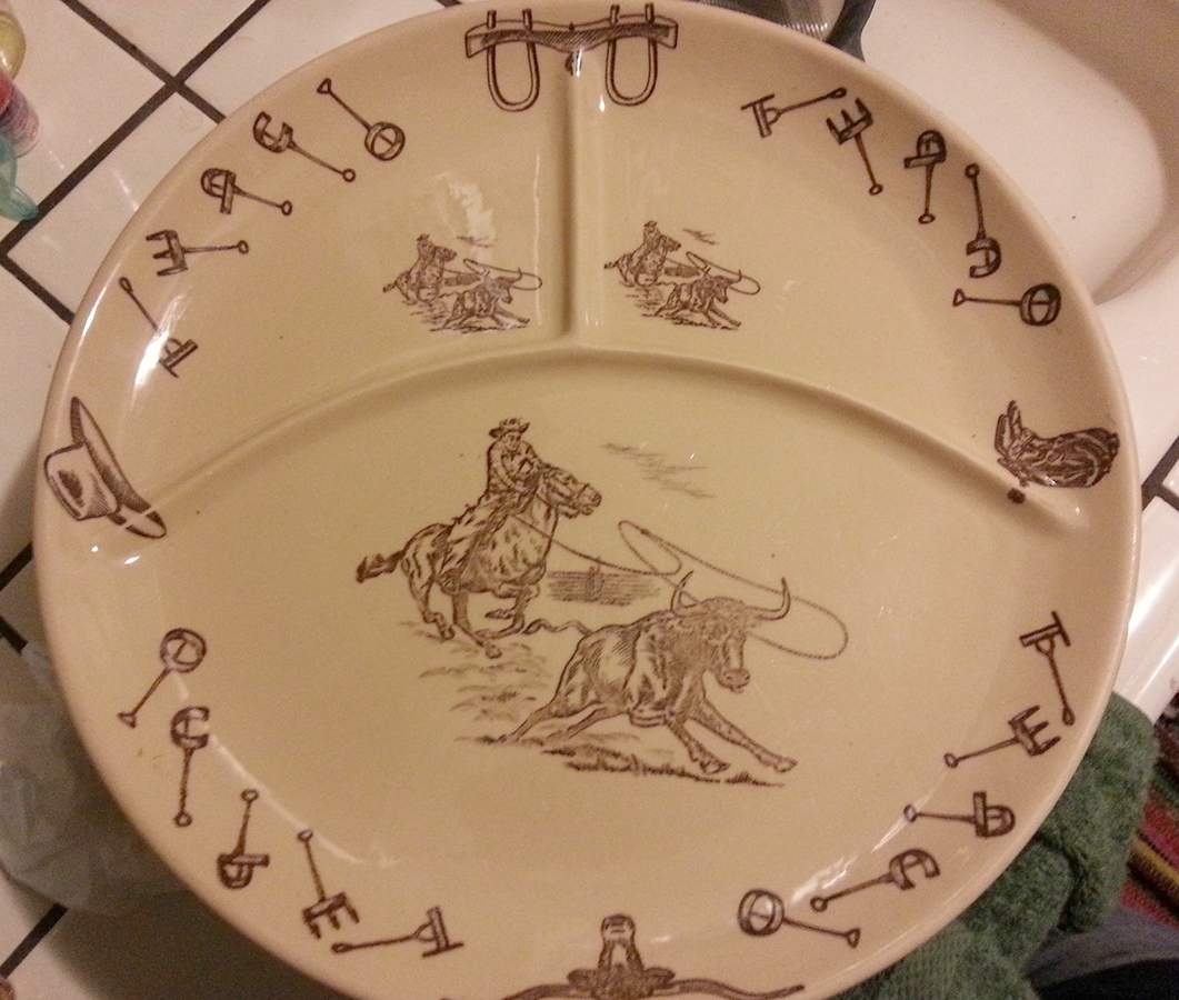 Branding Iron Lasso (Brown On Tan) Grill Plate by Tepco-1